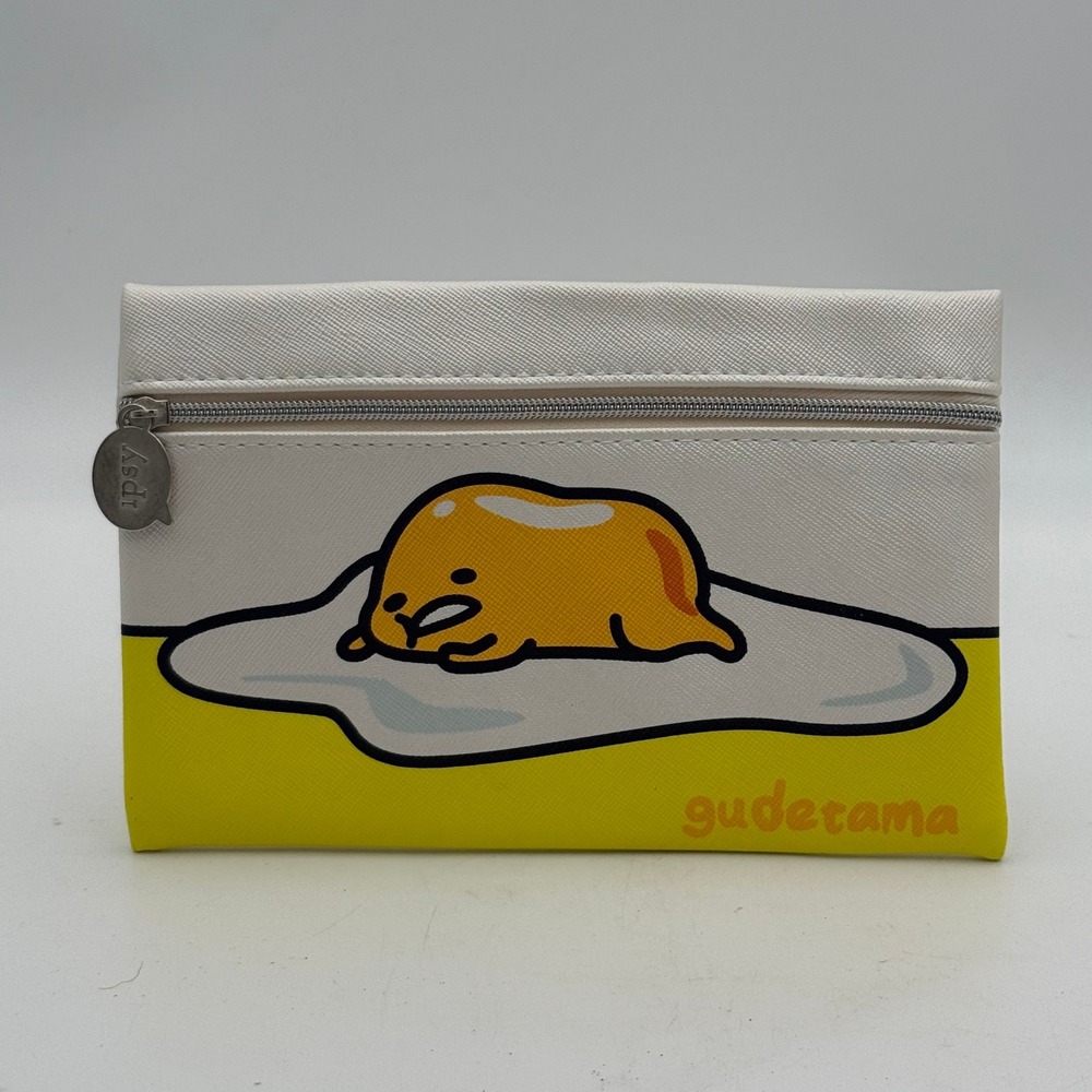 Sanrio Gudetama Ipsy Makeup Bag Lazy Egg Yellow White Pouch Zipper Travel Case